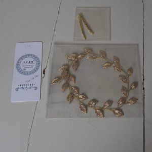 Set of 2 Gold Leaf Hair Garlands